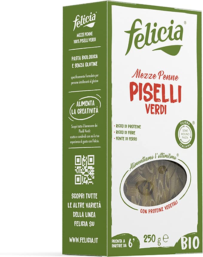 Felicia - Mezze penne di piselli bio vegan senza glutine - 250gr Bottega senza Glutine