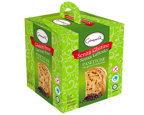 Giampaoli - Panettone con gocce di cioccolato, senza glutine e senza lattosio 400gr Giampaoli