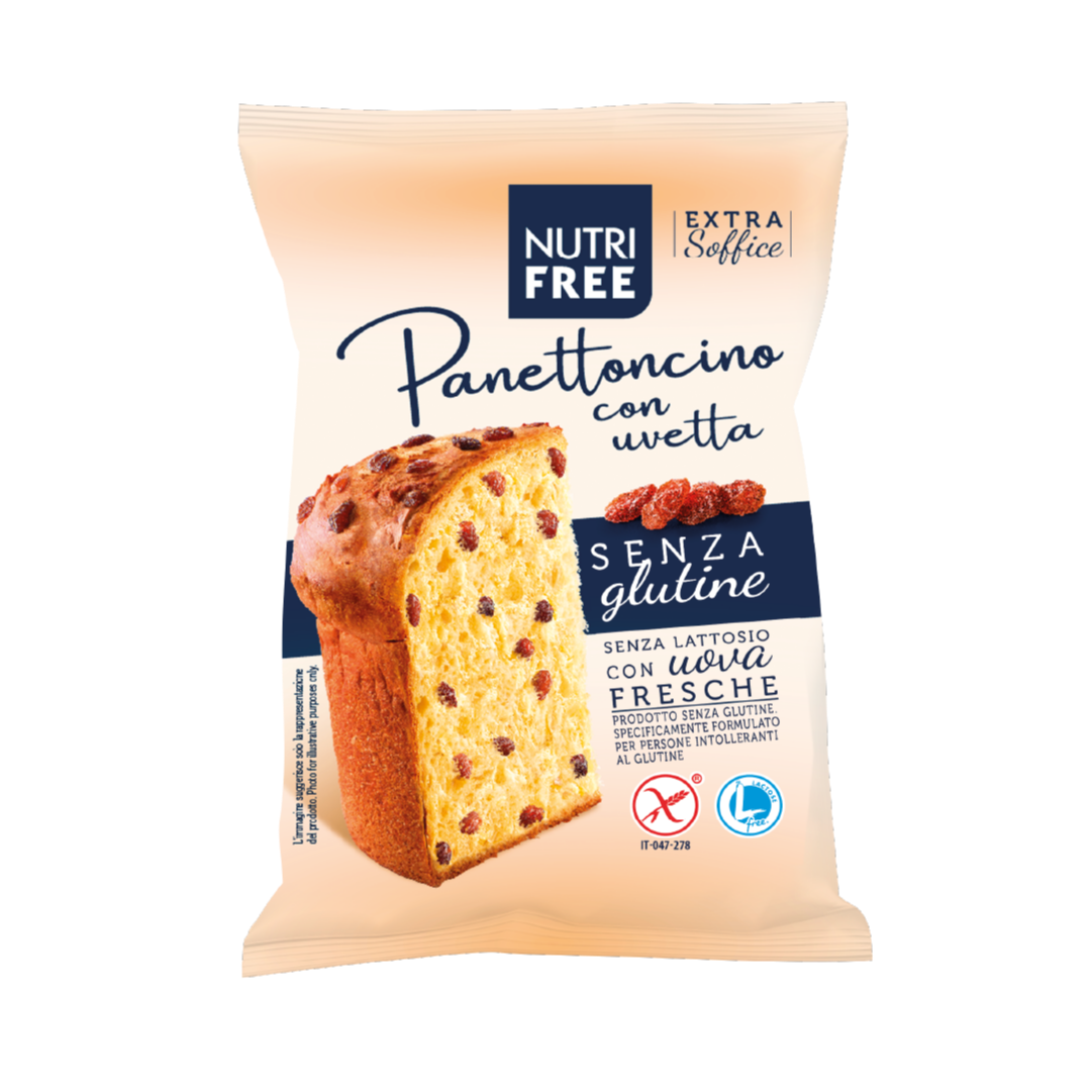 Nutrifree -  Panettoncino senza glutine e lattosio, senza Canditi con uvetta - 100 gr NutriFree