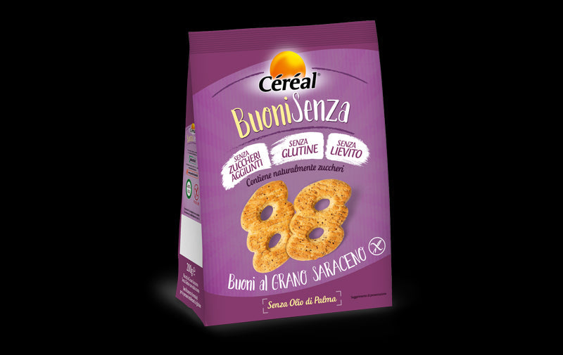 Céréal BuoniSenza - Biscotti al grano Saraceno senza glutine, senza lievito, senza zuccheri aggiunti - 200gr Bottega senza Glutine