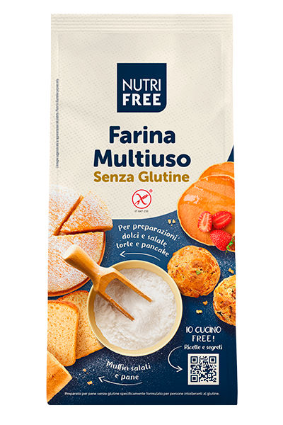 NutriFree - Farina multiuso per preparazioni dolci e salate senza glutine, senza lattosio - 1kg NT FOOD