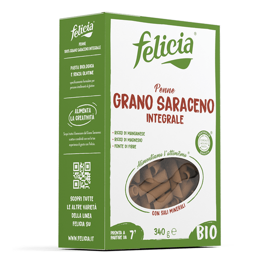 Felicia - Penne al grano saraceno integrale bio pasta biologica senza glutine - 340gr Bottega senza Glutine