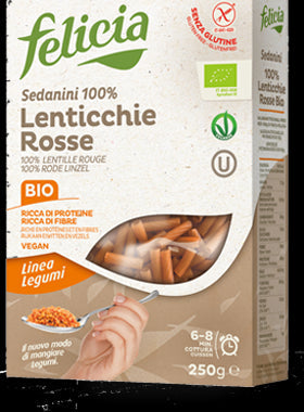 Felicia - Sedanini di lenticchie rosse bio senza glutine vegan - 250gr Bottega senza Glutine