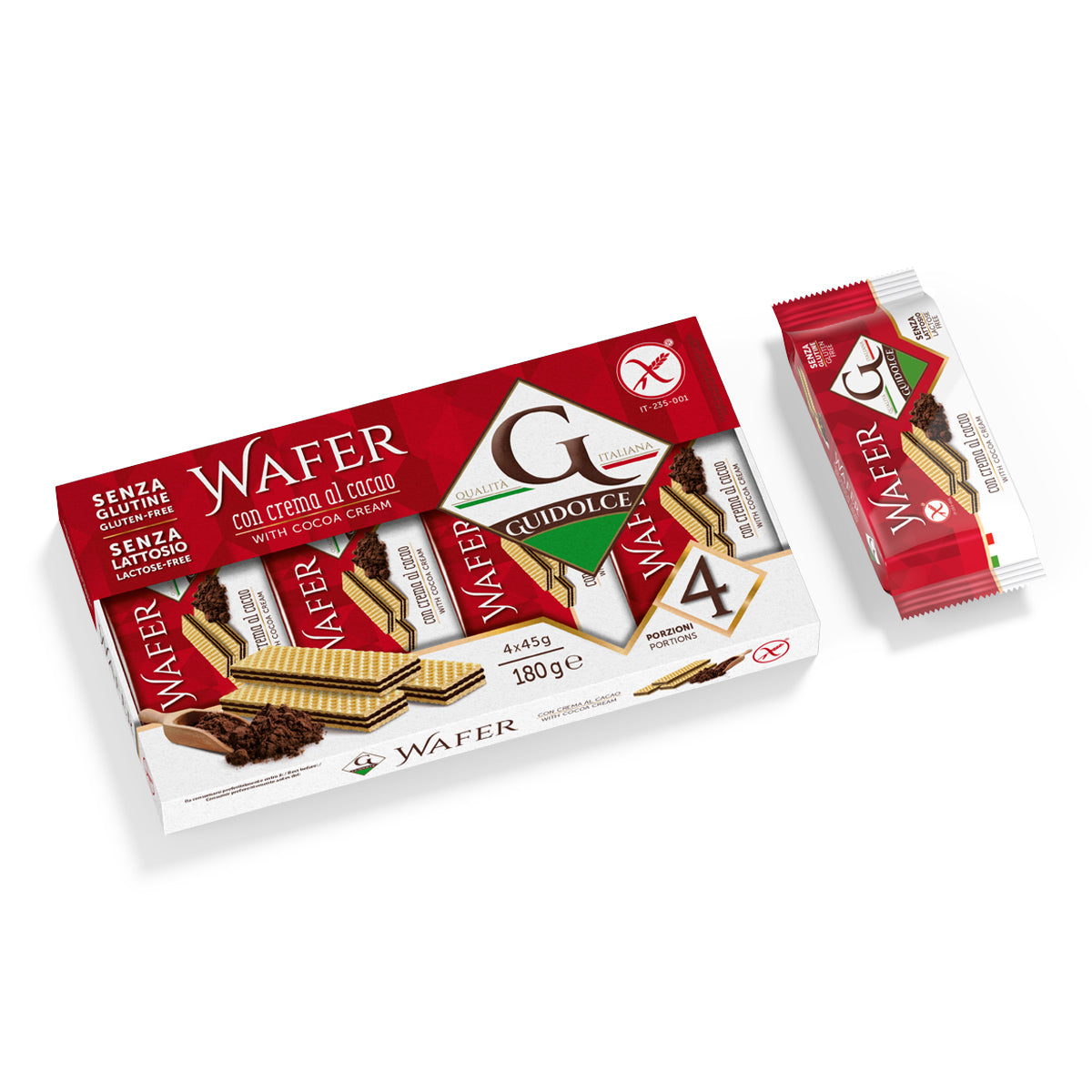 Guidolce - Wafer con crema al cacao, senza glutine - 45g Bottega senza Glutine