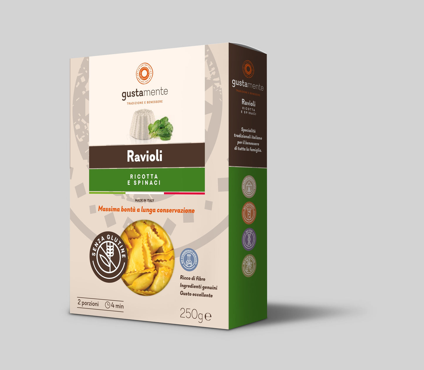 Gustamente - Ravioli ricotta e spinaci - 250g Bottega senza Glutine