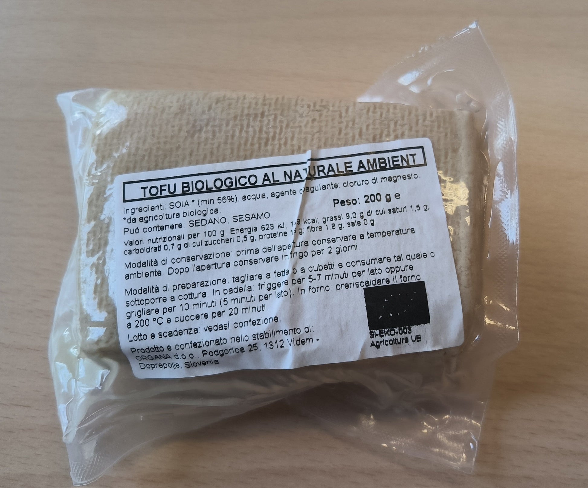 Tofu biologico al naturale - 200g Organa