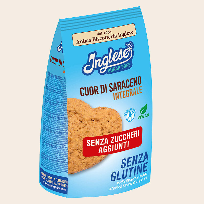 Inglese - Biscotti cuor di saraceno integrale, senza glutine - 200gr Bottega senza Glutine