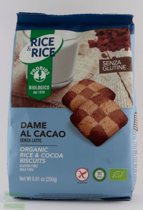 Mangiarsano - Dame di riso al cacao bio senza glutine - 250gr Bottega senza Glutine