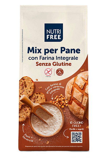 NutriFree - Mix per pane integrale senza glutine, senza lattosio, ideale per pane e focacce - 1kg NT FOOD