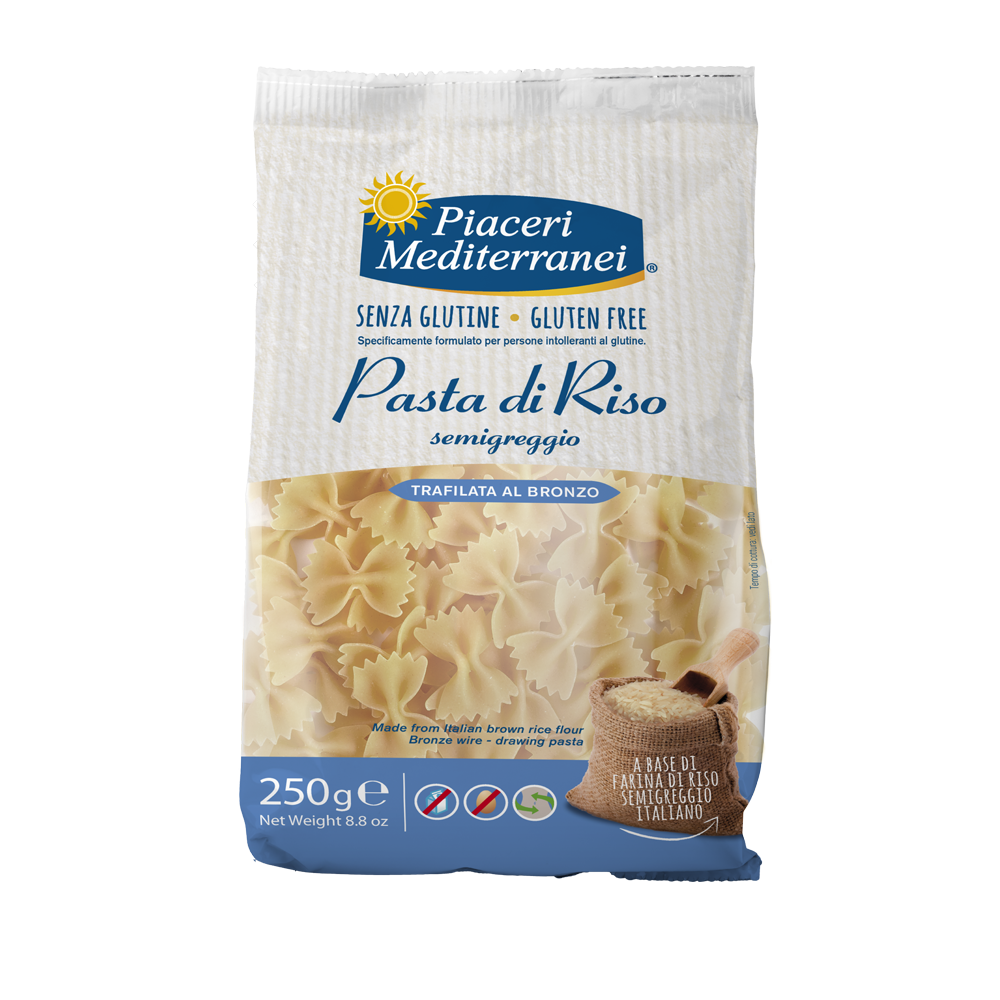 Pasta di riso, Farfalle - Piaceri Mediterranei - 250gr Bottega senza Glutine