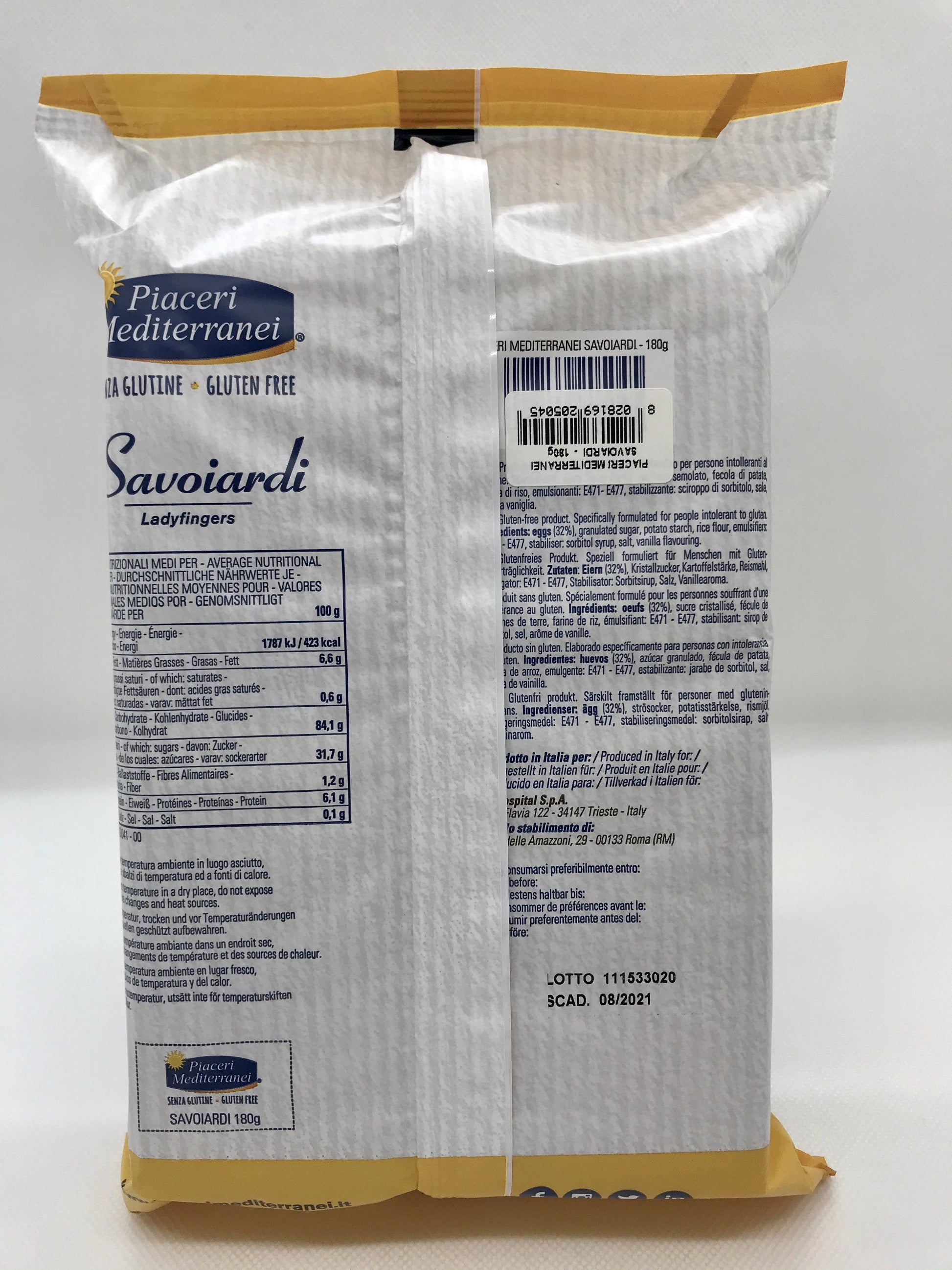 Piaceri Mediterranei - Savoiardi, senza glutine - 180 g - 31/05/2024 Bottega senza Glutine