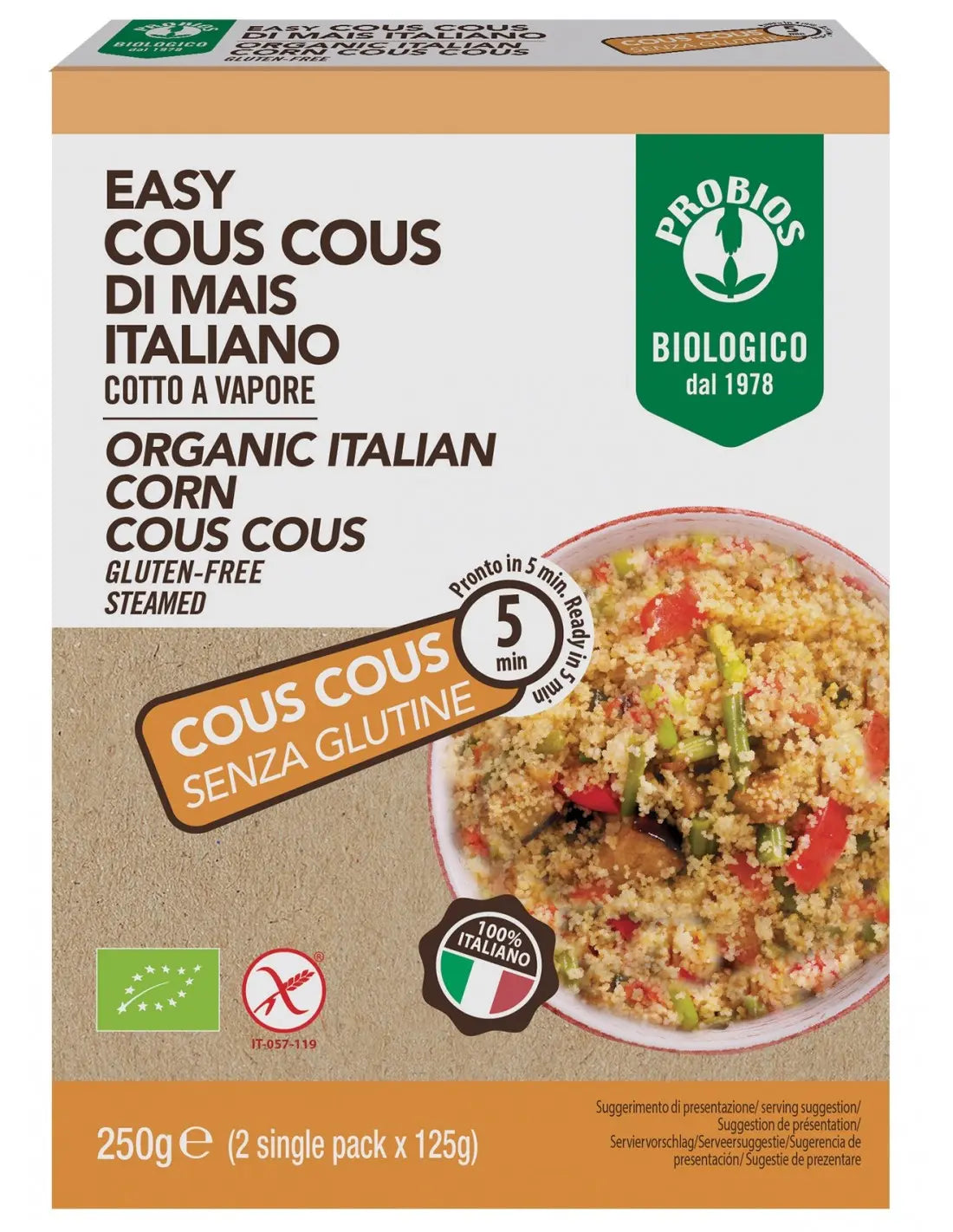 Probios - Easy Cous Cous di mais italiano bio senza glutine - 250gr Bottega senza Glutine