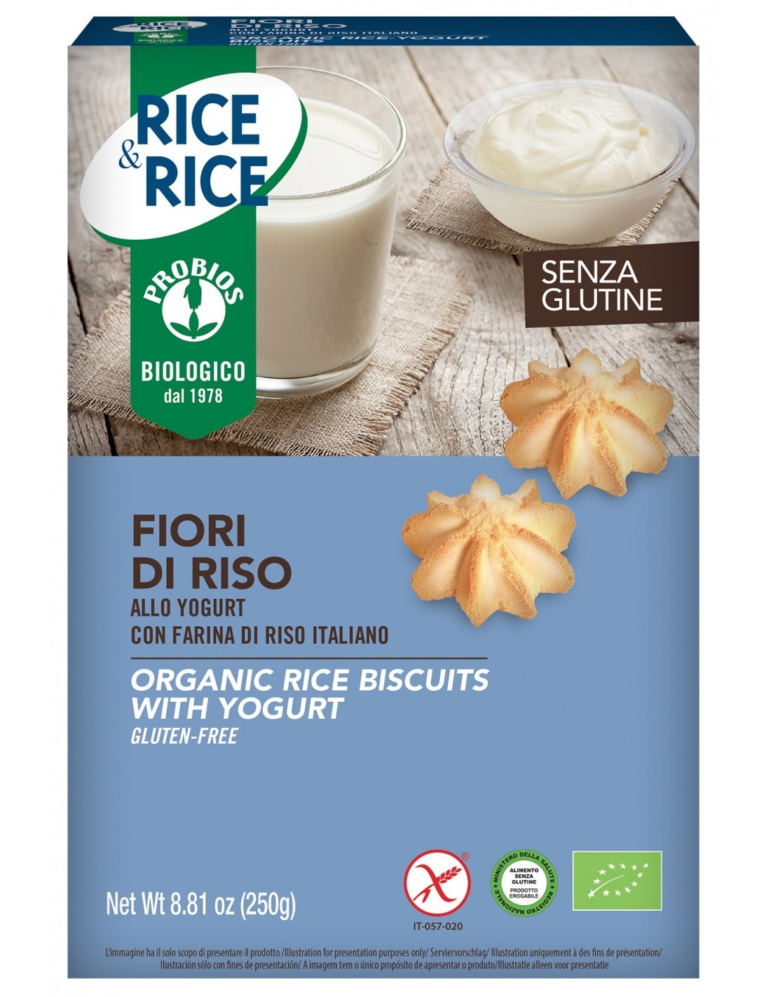 Probios - Fiori di riso allo yogurt bio con farina di riso italiano - 250gr Bottega senza Glutine