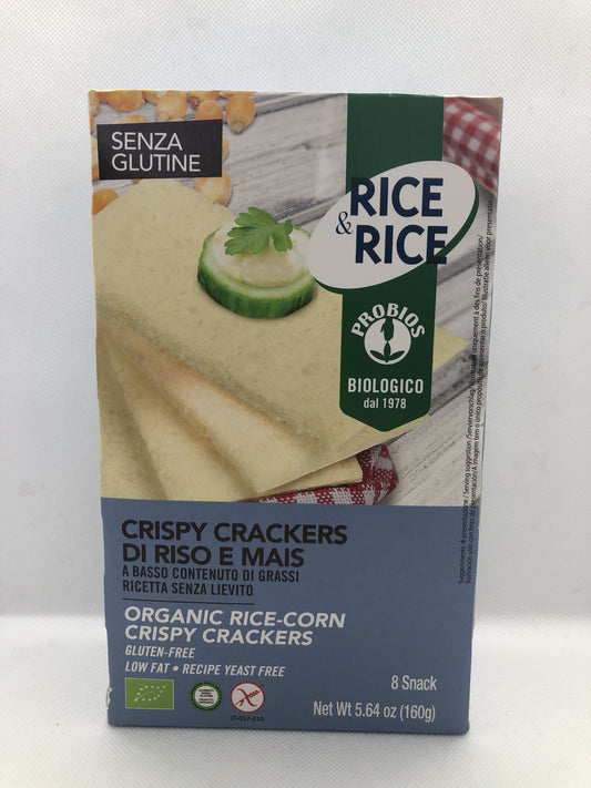 Probios - Rice & Rice Crispy Crackers di riso e mais bio senza glutine - 160gr (8x20gr) Bottega senza Glutine