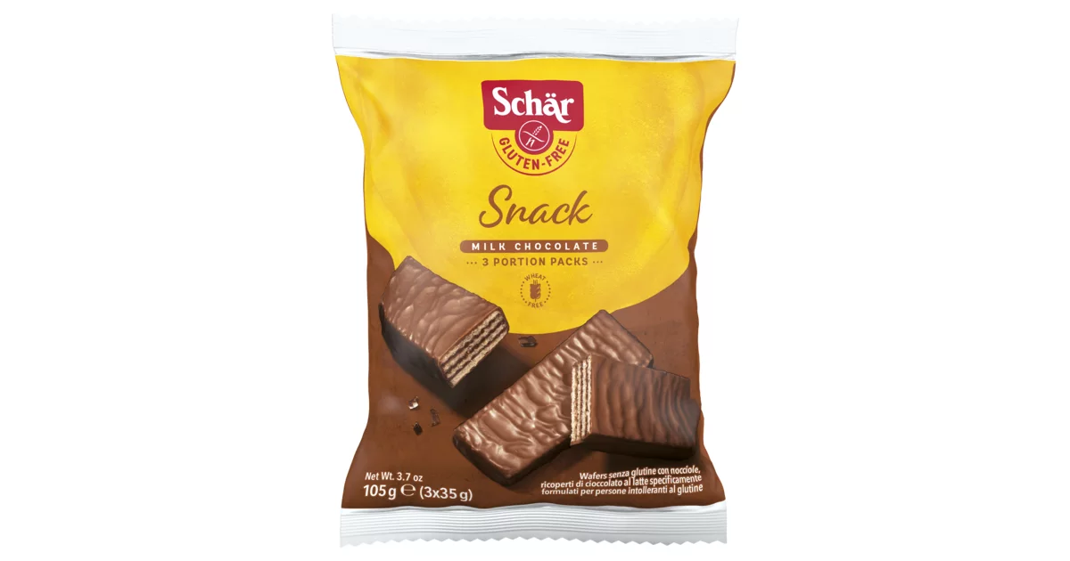 Dr. Schär - Wafers senza glutine con nocciole e cioccolato al latte - 105g (3x35g) - Scadenza 10/07/2025 Dr Schar