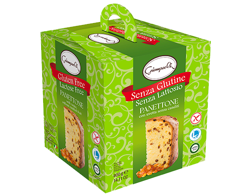 Giampaoli - Panettone con uvetta, senza glutine e senza lattosio - 400gr Giampaoli