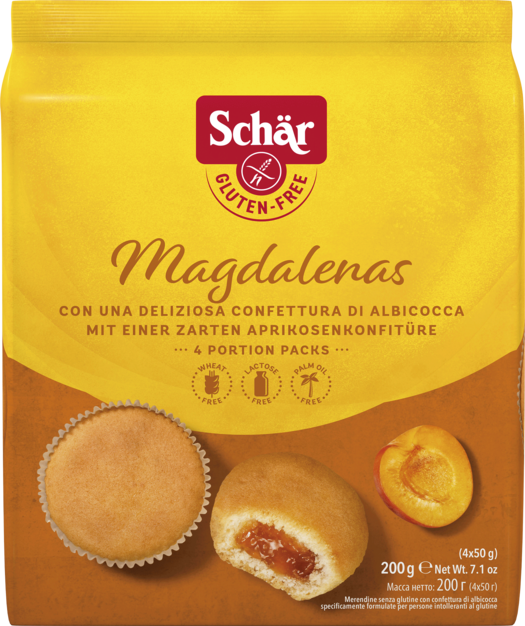 Schar - Magdalenas Merendine con Confettura di Albicocca senza Glutine - 200gr Bottega senza Glutine