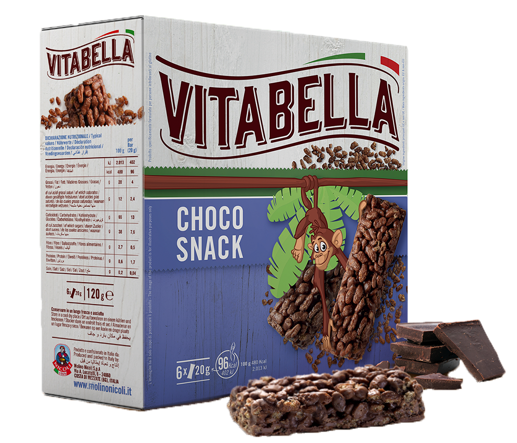 Vitabella - Choco snack, barrette croccanti senza glutine - 120gr Bottega senza Glutine