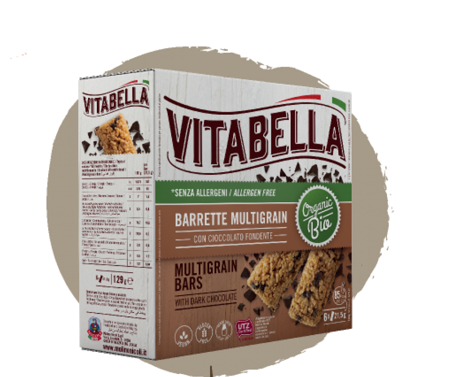 Vitabella - Multigrain barrette con gocce e base di cioccolato senza allergeni senza glutine 129gr Bottega senza Glutine