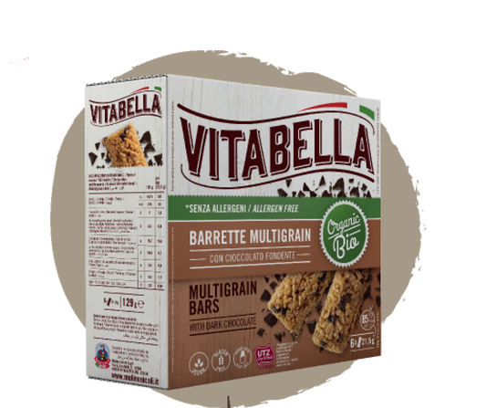 Vitabella - Multigrain barrette con gocce e base di cioccolato senza allergeni senza glutine 129gr Bottega senza Glutine