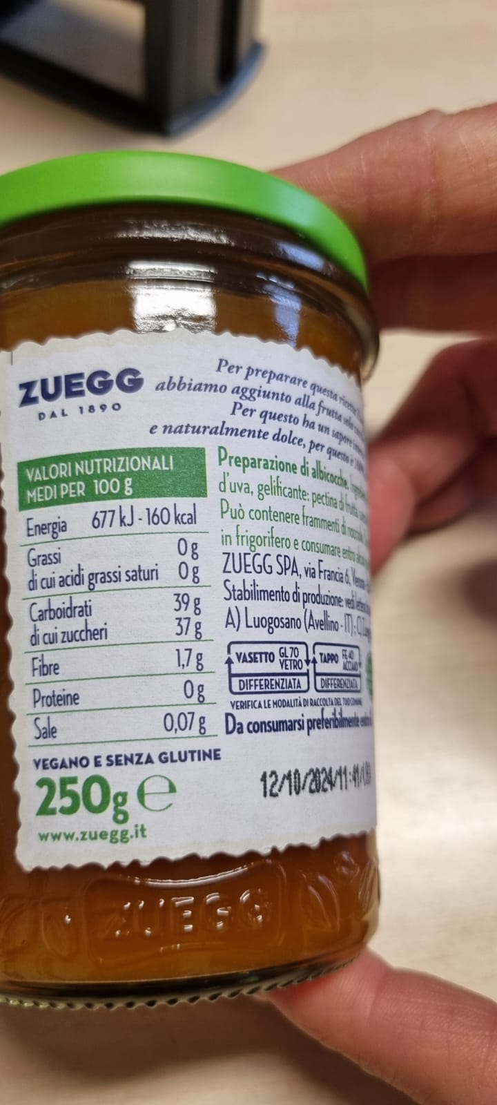 Zuegg - Marmellata 100% Albicocca vegano e senza glutine - 250gr Bottega senza Glutine