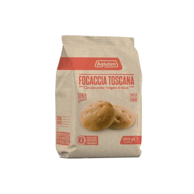 Aglutèn - Focaccia Toscana semplice senza glutine e senza olio di palma -  100g (2x50g) Nove Alpi - Aglutèn