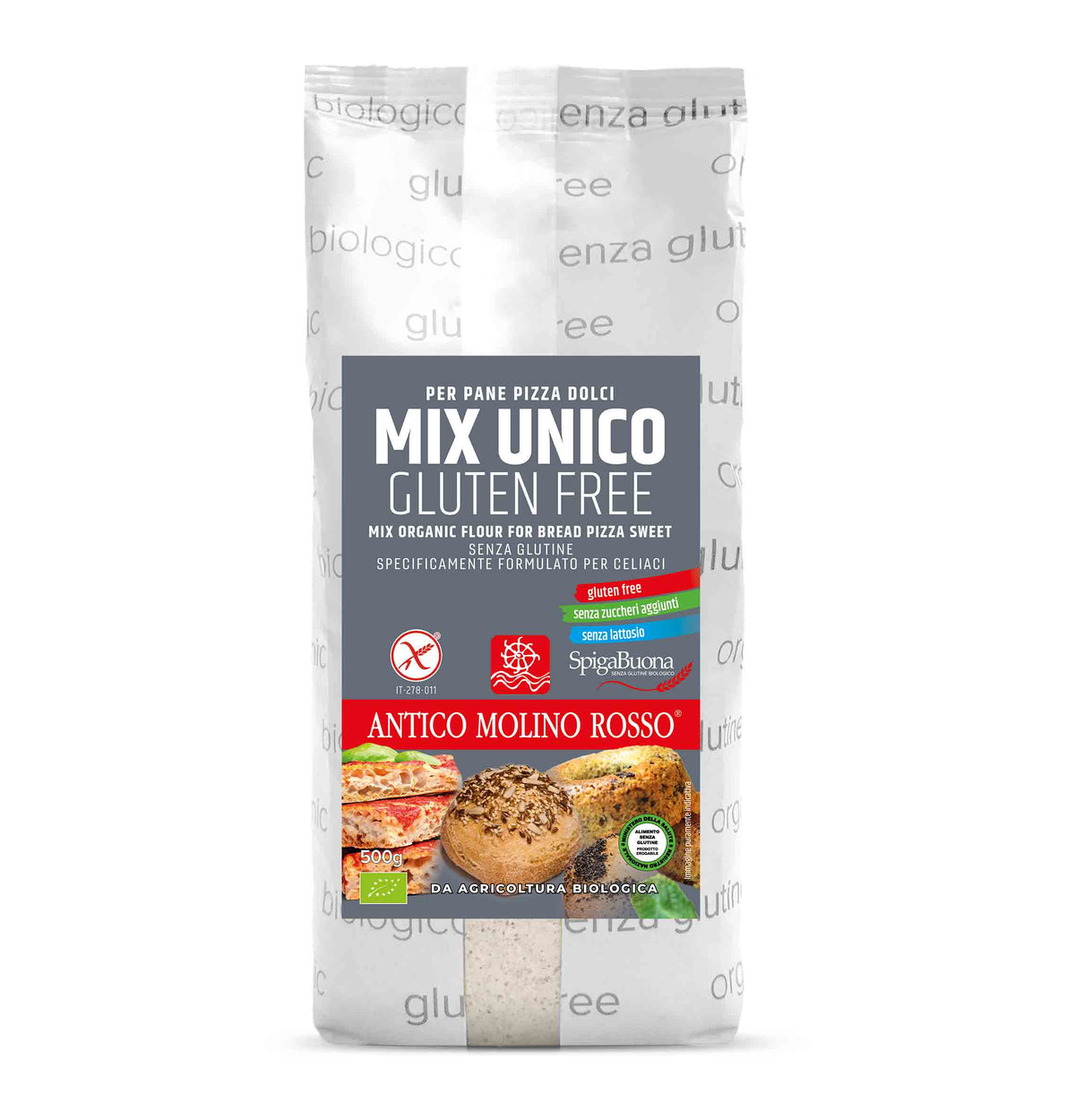 Antino Molino Rosso - Mix Bio unico: pane, pizza e dolci senza Glutine - 500 g Antico Molino Rosso